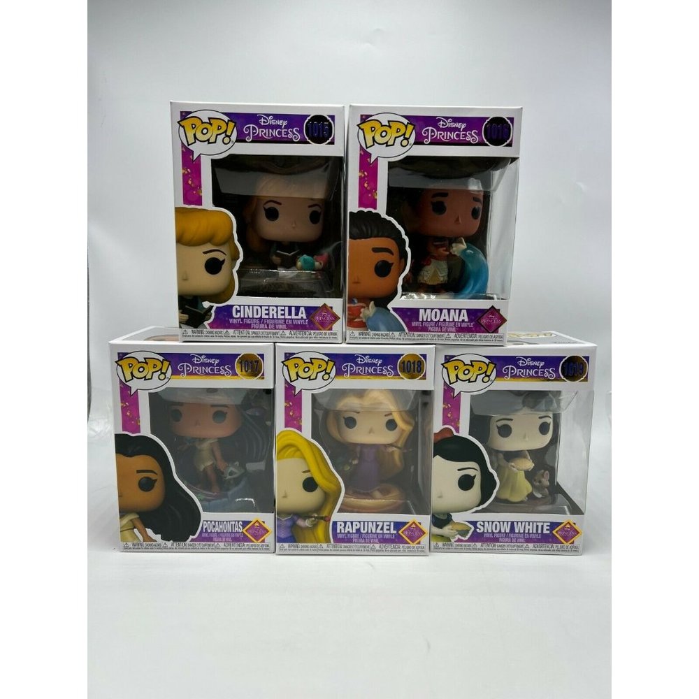 5 Funko Disney Ultimate Princess-Cinderella-Moana-Pocahontas-Rapunzel-Snow White